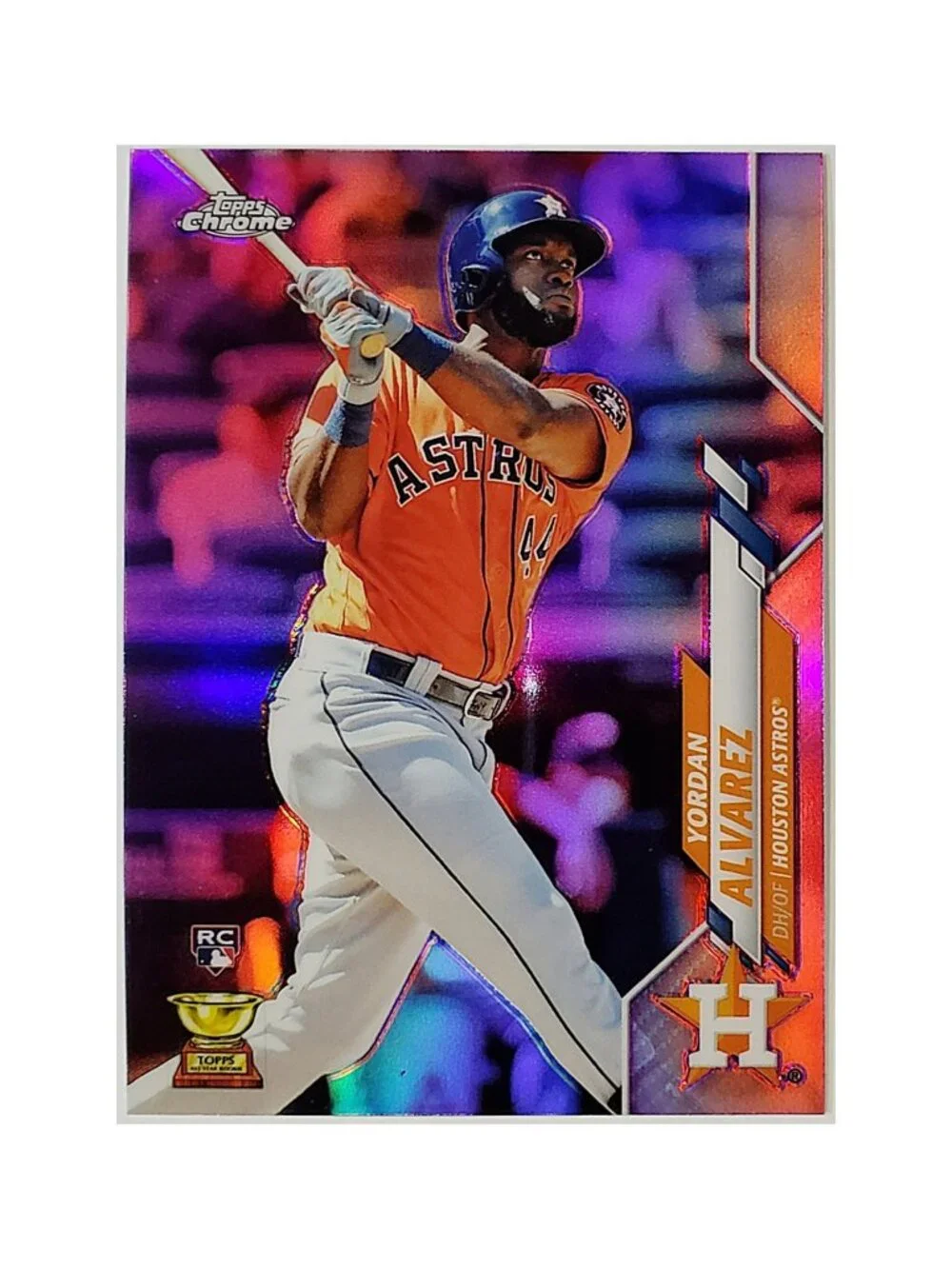 YORDAN ALVAREZ ROOKIE PINK REFRACTOR 2020 TOPPS CHROME #200, HOUSTON ASTROS